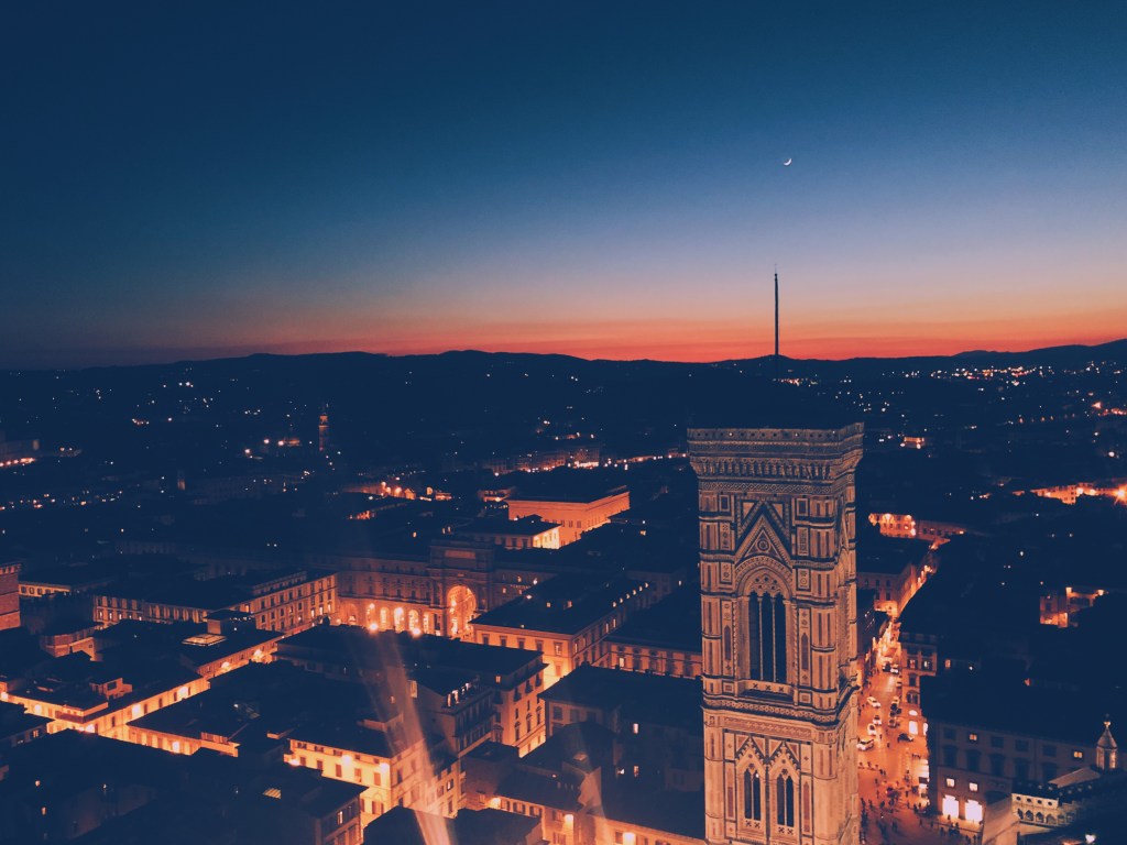 View of Florence Italy at Night from Il Duomo