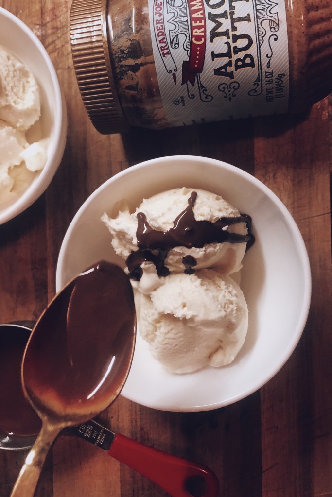 vanilla ice cream with magic shell